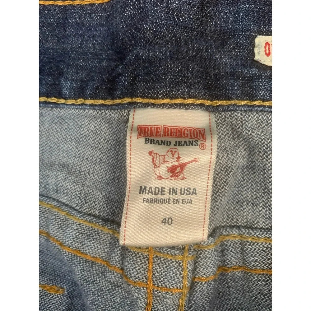 True Religion Ricky Relax Straight Flap Jean Mens 40x31 Dark Wash 100% Cotton
